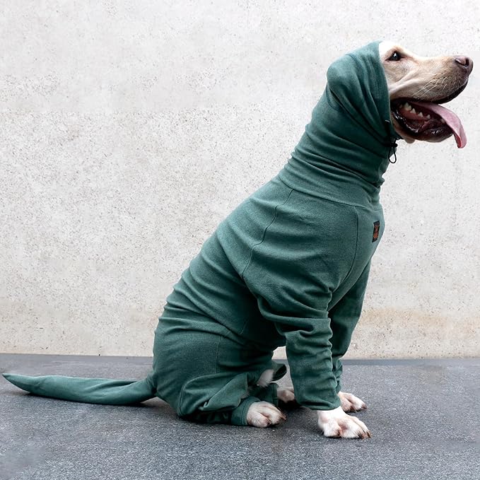 Extra Large Dog Pajamas Pjs Bodysuits Full Body Coverage Onesie Clothes Anxiety Calming Surgery Recovery Suit for Great Dane, Dark Green, 8X-Large