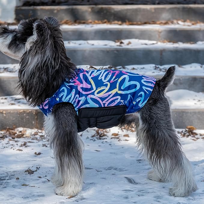 CuteBone Winter Dog Coat - Waterproof & Windproof Jacket for Small to Large Dogs - Reversible Soft Vest with Adjustable Thick Lining & Leash Hole