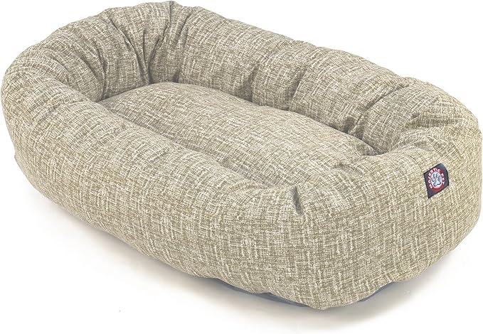 Majestic Pet 52 Inch Bagel Calming Donut Bed - Washable Round Pet Bed with Spine Support for Dogs to Rest Their Head - Fluffy, X-Large (52x35x11 Inch), Tan