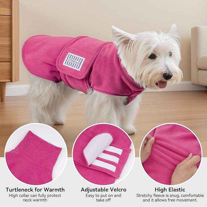 cyeollo XXL Dog Sweater, Fleece Doggy Sweaters Stretchy Turtleneck Doggie Sweatshirt Soft Warm Winter Coat Fall Autumn Pet Clothes for Large Dogs Girl, Pink 2XL