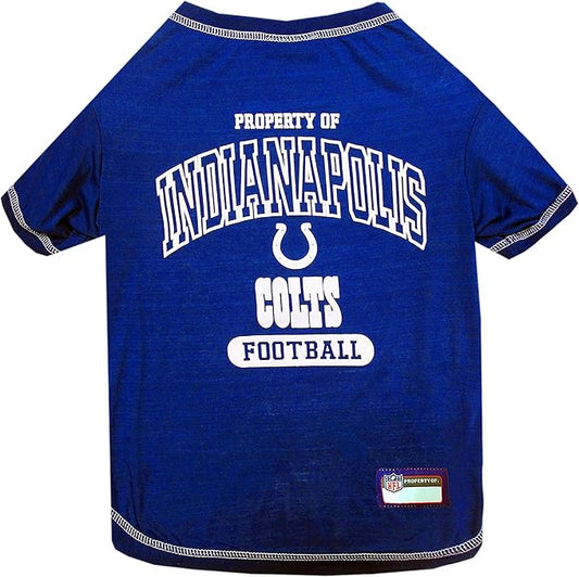 NFL Indianapolis Colts Dog T-shirt Large. - Licensed Shirt for Pets Team Colored with Team Logos- Premium Stretchable Materials for the comfort of your Dog & Cat