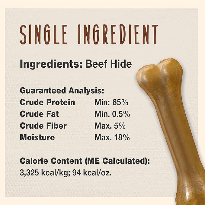 Cadet Premium Grade Pressed Beef Hide Bones, Long Lasting Rawhide Dog Chews, 6.5 Inch (12 Count)