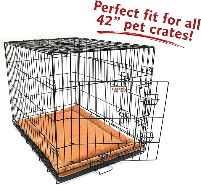 Majestic Pet Orthopedic Memory Foam Dog Crate Mat - Plush Pet Bed Pad for Crates & Kennels | USA Crafted | 42"x26" Villa Orange