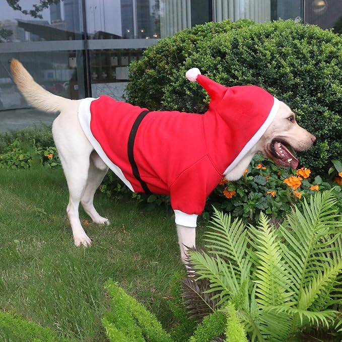 Santa Claus Father Christmas Costumes Clothes for Extra Large Dogs Hoodies Labrador Rottweiler Great Dane, Red, 3X-Large
