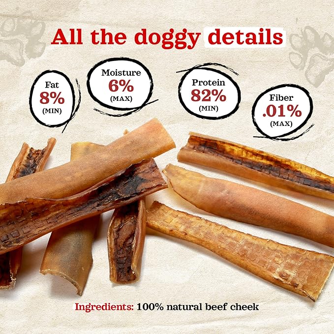 Natural Farm Bully Slices (4-6 Inch, 16 Oz.), Beef Cheek Chips from Grass-Fed Cows, Non-GMO, Grain-Free, Natural Long-Lasting Dog Chews for Small, Medium & Large Dogs, Great Rawhide Alternative
