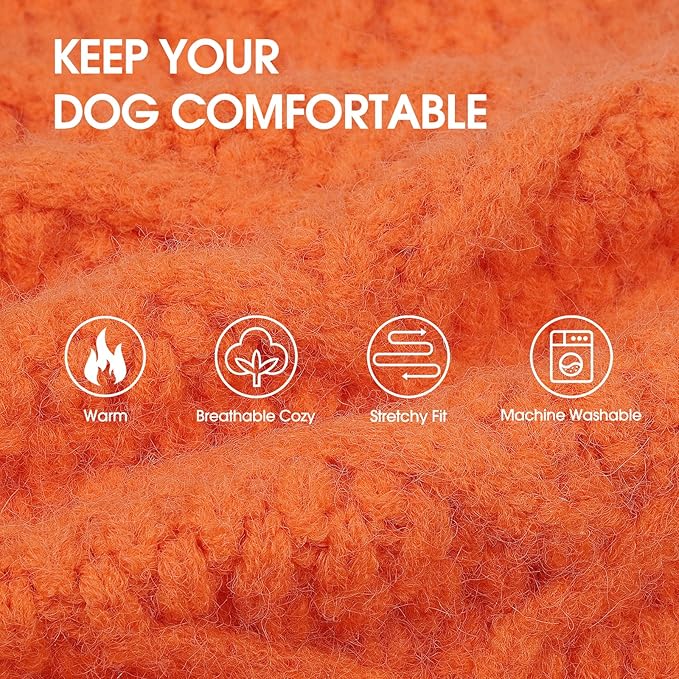 IECOii Dog Sweater - Warm Sleeveless Pullover for Large Dogs, Winter Sweaters for French Bulldog, Orange
