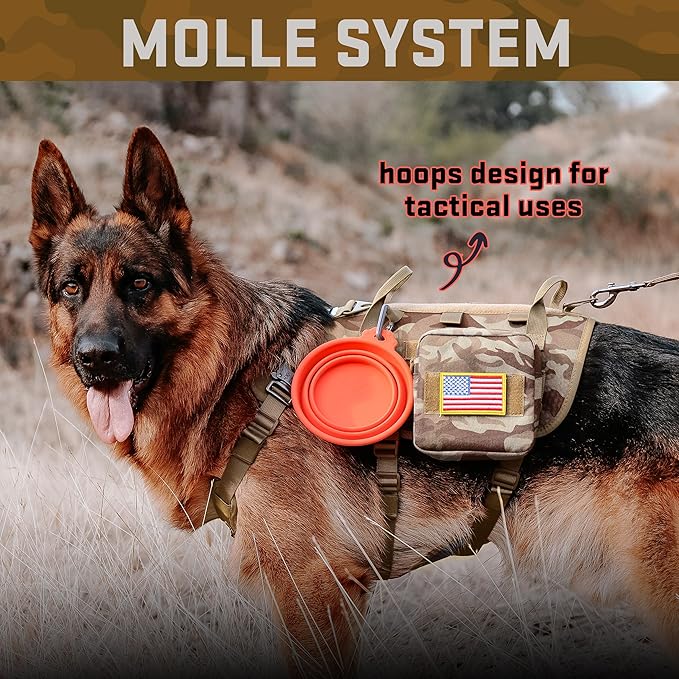 Forestpaw Dog Harness Medium Sized,Tactical Dog Harness with Handle,No Pull Military Style Service Dog Vest with Pockets Adjustable for Medium Large Dogs,Camouflage Brown,Chest 21.5-45"