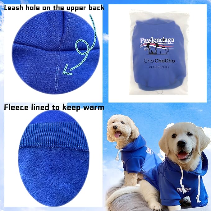 ChoChoCho Stylish Streetwear Blue Dog Sweatshirt Tracksuits, Cats Hoodies, Dog Outfit for Cat Puppy Small Medium (3XL)