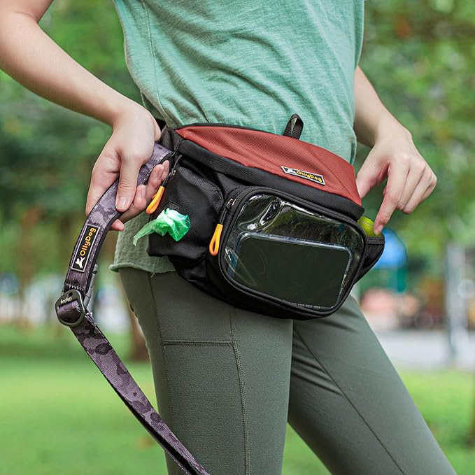 OllyDog Trailblazer Pack | Fanny Pack | Dog Treat Pouch | Includes Rubber Fetch Ball | Water-Resistant | Poop Bag Dispenser | Hands-Free | Dog Walking & Training