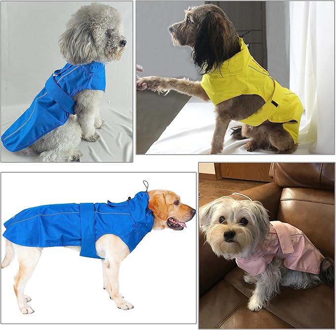 Adjustable Waterproof Dog Raincoat for Dogs,Lightweight Pet Rain Jacket Puppy Clothes with Reflective Strip for Small Medium Large Dogs (Yellow, X-Large)