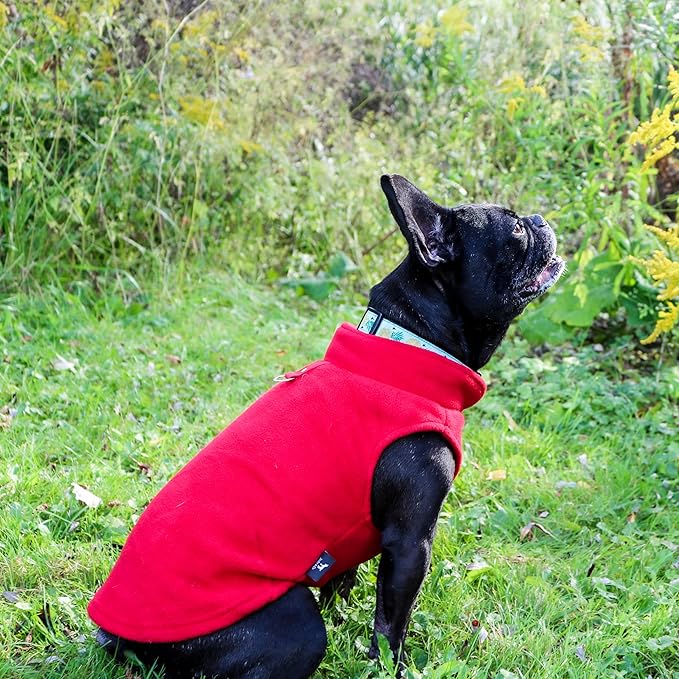 JACKO & CO - Fleece Vest Dog Sweater with Leash Ring - Soft, Warm & Lightweight Pullover Coat for Small & Medium Dogs, Puppies & Cats - Cozy Fall/Winter/Spring Pet Jacket (Red, X-Small 2-4lbs)