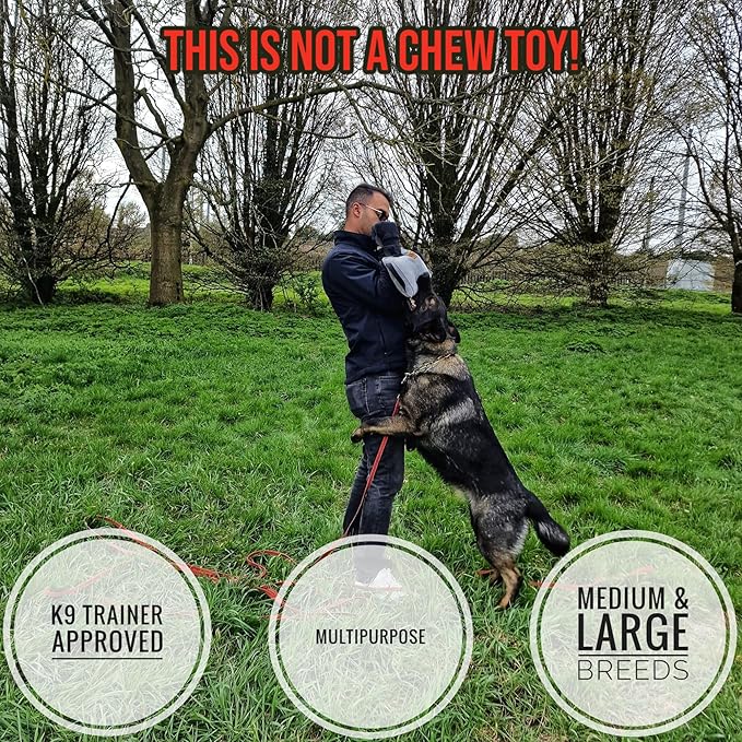EQ K9 Leather Dog Tug Toy with 3 Handles, Durable Bite Pillow for Medium to Large Dogs, for Dog Training, Tug of War, K9 Training, Crufts, Agility, Bite Tug, Pull Toy, Schutzhund, KNPV, Mondio Ring