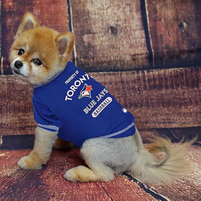 MLB Toronto Blue Jays Dog T-Shirt, Large. - Licensed Shirt for Pets Team Colored with Team Logos. - Premium Stretchable Materials for The Comfort of Your Dog & cat.