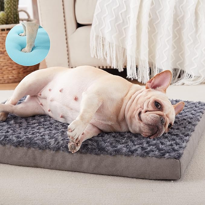 Orthopedic Memory Foam Bed for Medium Dogs, Cooling Crate Mat With Washable, Waterproof Lining, M(29inch,45Lbs)