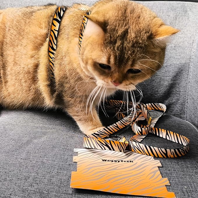 Cat Harness and Leash Escape Proof, Adjustable Soft Kitten Leash for Outdoor Walking & Travel with Breathable Nylon, 4.9ft Cat Collar for Large - Lightweight & Safe Large Cat Harness [M]