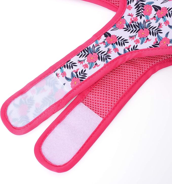 Mile High Life Dog Harness, Air Mesh Floral Vest Harness for 20 lbs Small Dogs & Cats, Easy Get on Adjustable Easy Closures Both Neck and Chest(Peony, S Chest 16"-18")
