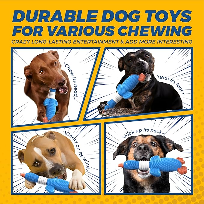 Vitscan Upgraded Nylon Goose Dog Toys for Aggressive Chewers,Tough Dog Toys for Large Dogs Medium Breed,Durable Dog Chew Toys for Teething,Heavy Duty Bone Indestructible Dog Toy
