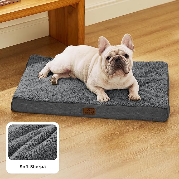 Bedsure Dog Bed Medium Size Dog - Comfy Flat Puppy Beds with Removable Washable Cover, Orthopedic Egg Crate Foam Pet Mat, Suitable for Pet Up to 30 lbs
