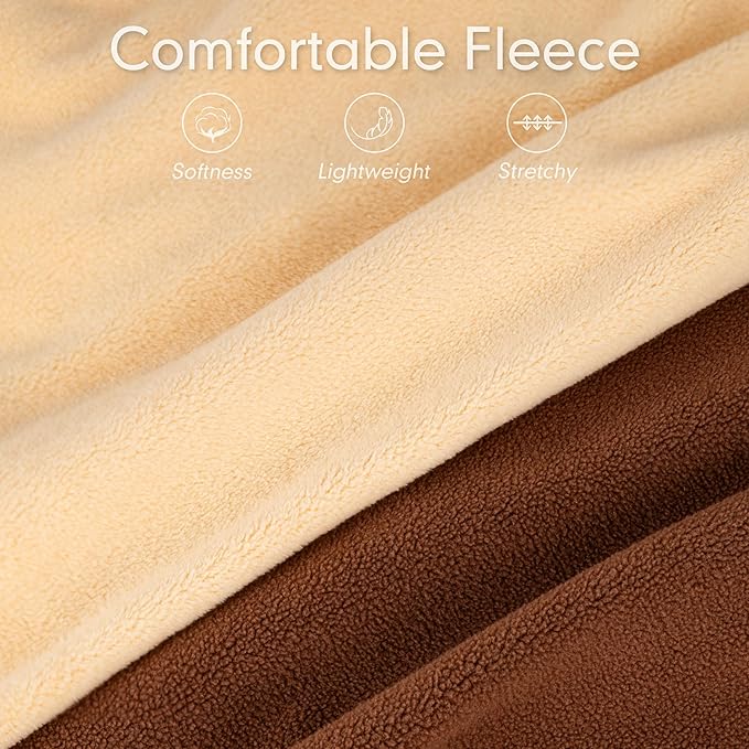 cyeollo Fleece Dog Sweater Vest, Reflective Dog Sweatshirt Pullover Doggie Jacket for Small Medium Large Doggie Clothes Boy Girl Pets, Brown & Khaki S