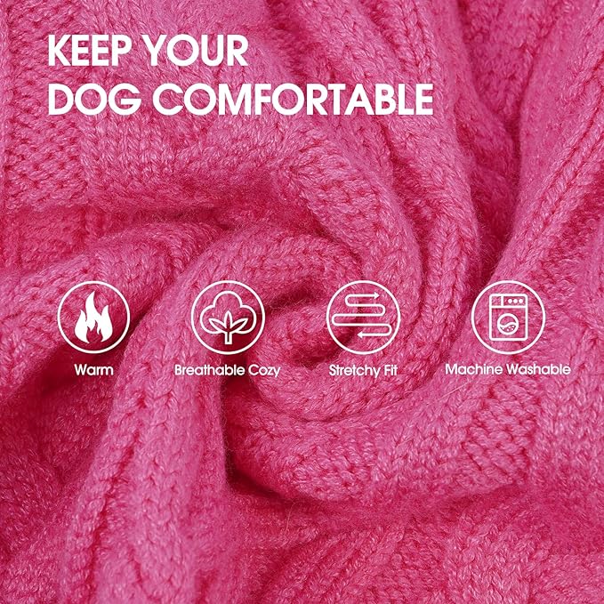 IECOii Big Girl Dog Sweater Dress, Cable Knit Sweater for Extra Large Dogs Girl, Pink, 4XL, Cute Dog Warm Dress for Fall Winter, Good Stretcy Fit Knitwear for Giant Breed Dogs Female Indoor & Outdoor