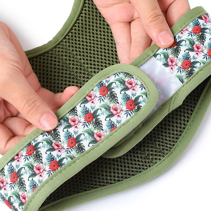 Mile High Life Dog Harness, Air Mesh Floral Vest Harness for 20 lbs Small Dogs & Cats, Easy Get on Adjustable Easy Closures Both Neck and Chest(Wild Rose, XS Chest 14"-16")
