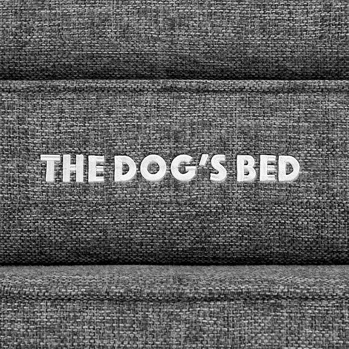 The Dog’s Bed Orthopedic Headrest Dog Bed XXL Grey Linen, Memory Foam, Pain Relief for Arthritis, Hip & Elbow Dysplasia, Post Surgery, Lameness, Waterproof Washable Cover