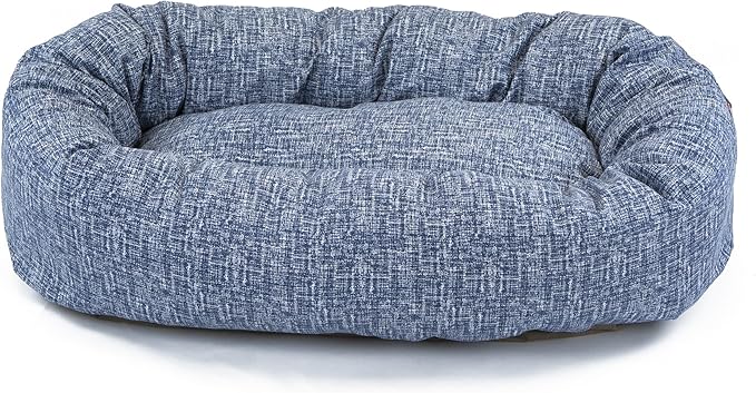 Majestic Pet 52 Inch Bagel Calming Round Dog Bed - Washable, Fluffy Donut X-Large Blue, 52x35x11 Inch