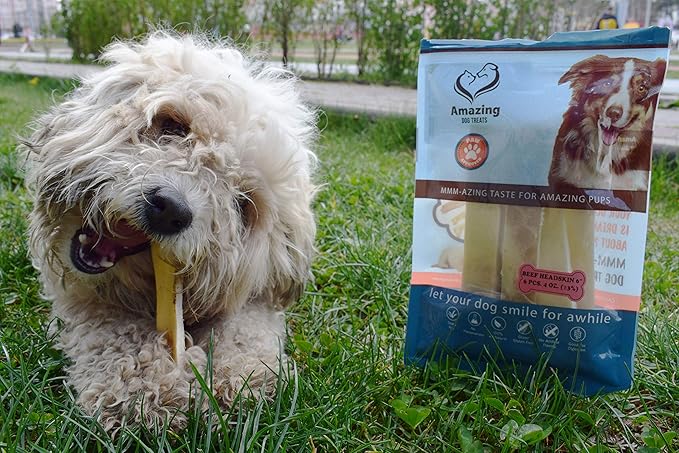 Amazing Dog Treats - Beef Cheek Strips Premium Dog Chew (6 Inch - 12 Pack) - NO Odor - Thick Cut - Rawhide Alternative - Beef Cheek Slice Chip Sticks - No Dyes, Chemicals, or Preservatives