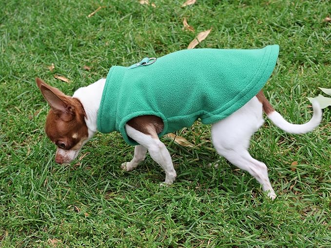 JACKO & CO - Fleece Vest Dog Sweater with Leash Ring - Soft, Warm & Lightweight Pullover Coat for Small & Medium Dogs, Puppies & Cats - Cozy Fall/Winter/Spring Pet Jacket (Green, X-Large 17-25lbs)