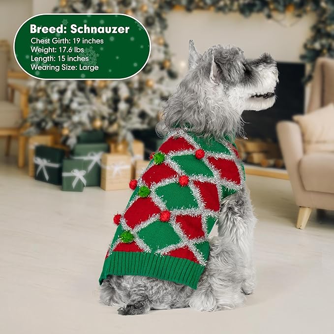 Cyeollo Christmas Sweater Turtleneck for Medium Dogs - Girl Xmas Knitted Pullover Soft Clothes Holiday Outfit, Green X-Large