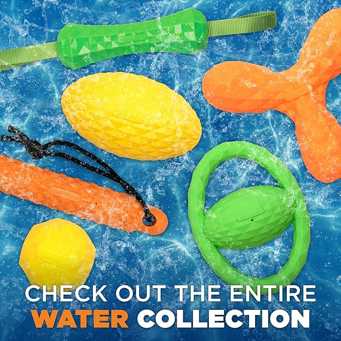 Playology Hound2O Dog Toys | Squeaky Football Toy for Dogs to Chase | Yellow Floating Outdoor Toy - Easy to Clean and Made from Non Toxic Materials