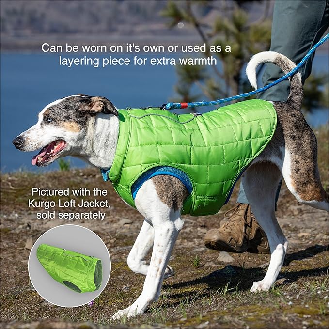 Kurgo Core Dog Sweater, Knit Dog Sweater with Fleece Lining, Cold Weather Pet Jacket, Zipper Opening for Harness, Adjustable Neck, Year-Round Sweater for Extra Large Dogs (Heather Blue, X-Large)