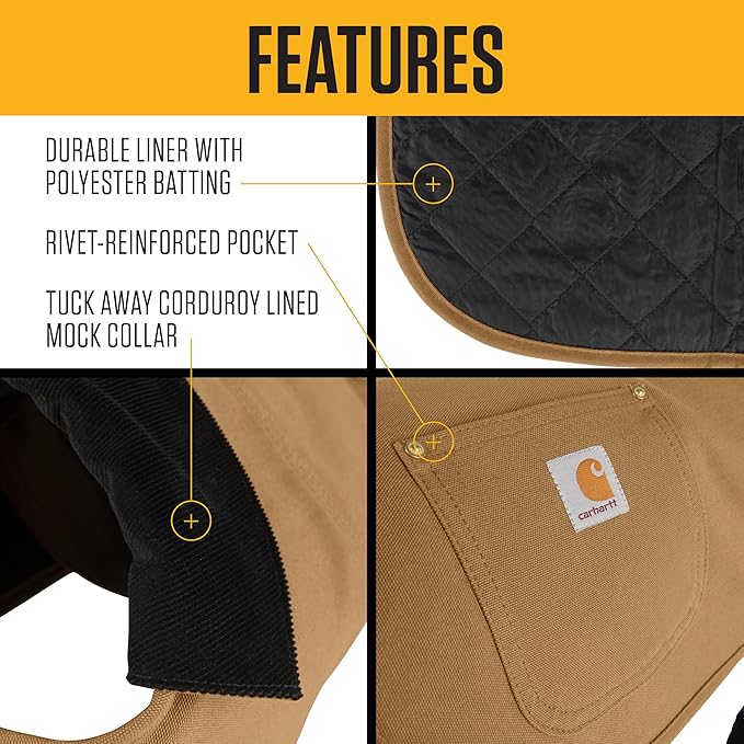 Carhartt Firm Duck Insulated Dog Chore Coat, Durable Weather Resistant Jacket for Cold and Windy Conditions, PFAS Free (Carhartt Brown), X-Large