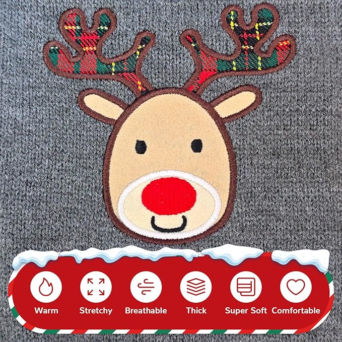 PETCARE Reindeer Christmas Dog Sweater Gray Cat Sweater Vest Cartoon Elk Pet Holiday Dog Clothes Puppy Sweaters for Small Medium Large Dogs Cats Fall Winter Outfits Xmas Dogs Costume,X-Large