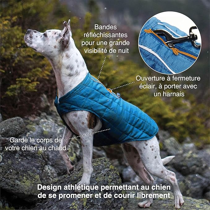 Kurgo Loft Dog Jacket - Reversible Cozy Coat for Outdoor Adventures - Water Resistant - Athletic Fit - Machine Washable Fabric - Reflective Dog Gear - Medium - Chili Red