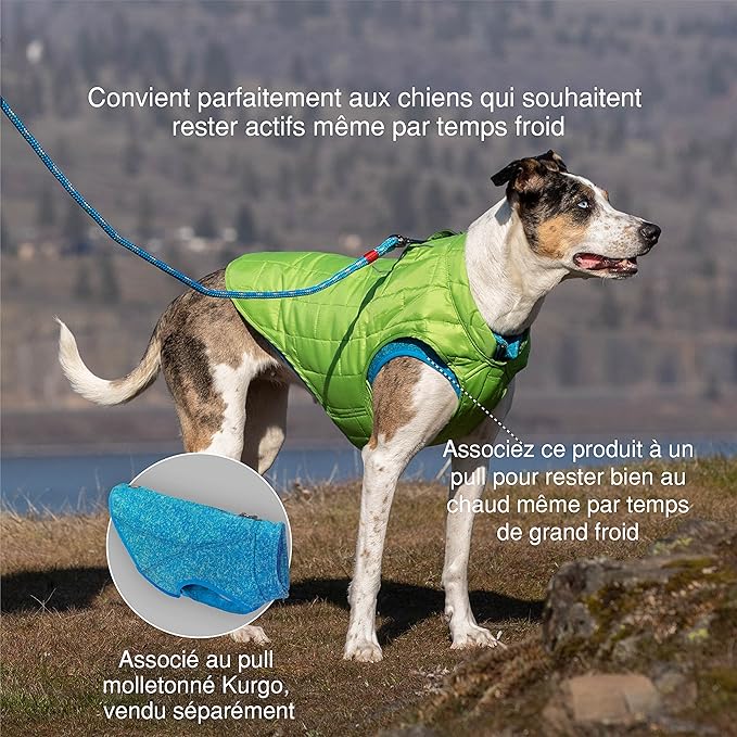 Kurgo Loft Dog Jacket - Reversible Cozy Coat for Outdoor Adventures - Water Resistant - Athletic Fit - Machine Washable Fabric - Reflective Dog Gear - X-Small - Ink Blue