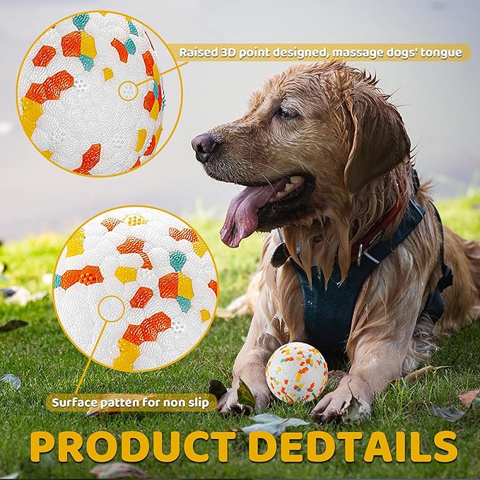 Dog Balls, Indestructible Dog Toy Ball for Aggressive Chewers, Durable High Elasticity Interactive Ball for Training Dog Catch and Fetch, Large Medium Small Dog and Puppies(2.5in, 1pcs)