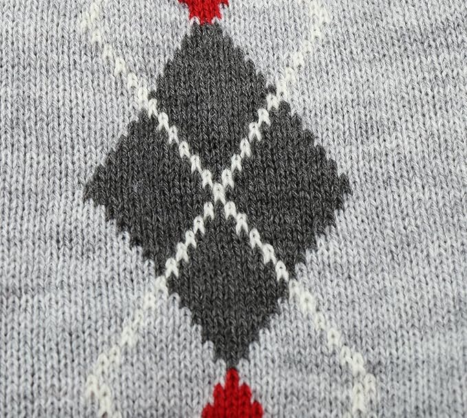 Alemon Grey Argyle Knit Pet Sweaters Clothes for Small Dogs, Classic Gray X-Small (XS) Size
