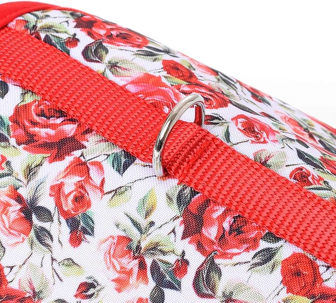 Mile High Life Dog Harness, Air Mesh Floral Vest Harness for 20 lbs Small Dogs & Cats, Easy Get on Adjustable Easy Closures Both Neck and Chest(Red Rose, XS Chest 14"-16")
