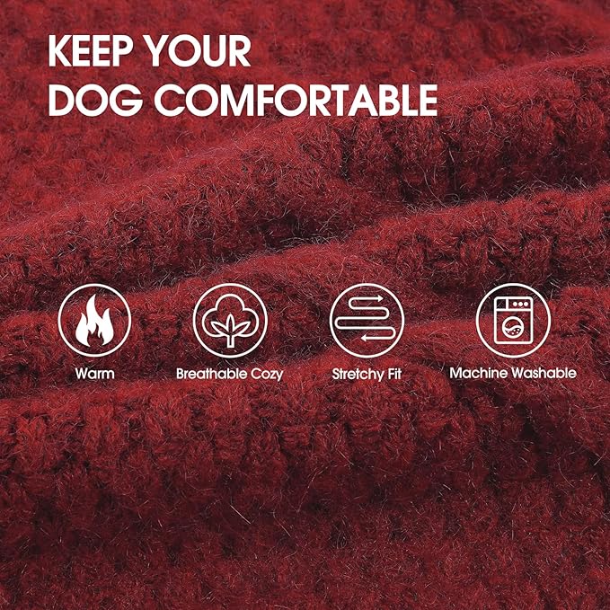 IECOii Extra Large Dog Sweater, XXXL Dog Sweater for Large Dogs Girl Boy, Xmas Pet Holiday Sweaters Large Size, Warm Doggy Christmas Knitwear Big Dogs Sweater for Labrador, Doberman, Darkred-3XL