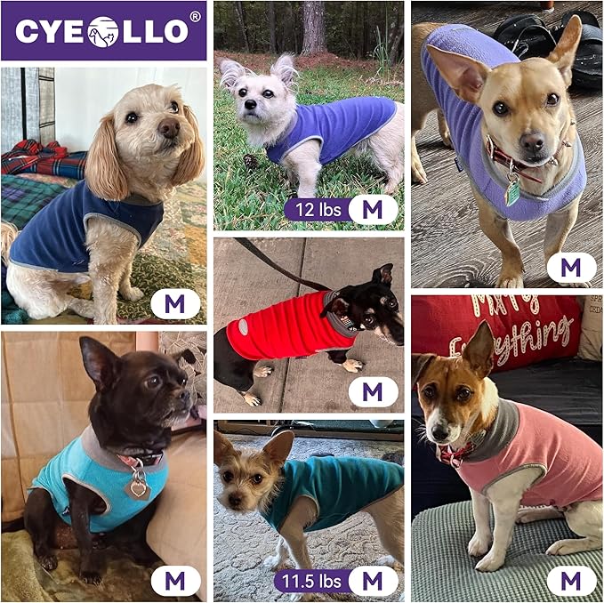 cyeollo Fleece Dog Sweater Vest, Reflective Dog Sweatshirt Pullover Doggie Jacket for Small Medium Large Doggie Clothes Boy Girl Pets, Brown & Khaki M