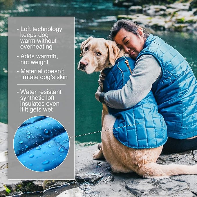 Kurgo Loft Dog Jacket - Reversible Cozy Coat for Outdoor Adventures - Water Resistant - Athletic Fit - Machine Washable Fabric - Reflective Dog Gear - Medium - Lava Lamp