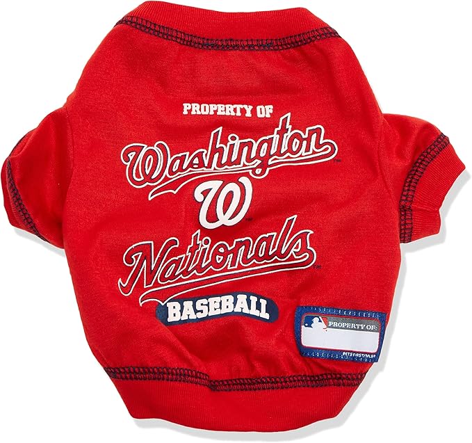MLB Washington Nationals Dog T-Shirt, Medium. - Licensed Shirt for Pets Team Colored with Team Logos. - Premium Stretchable Materials for The Comfort of Your Dog & cat.
