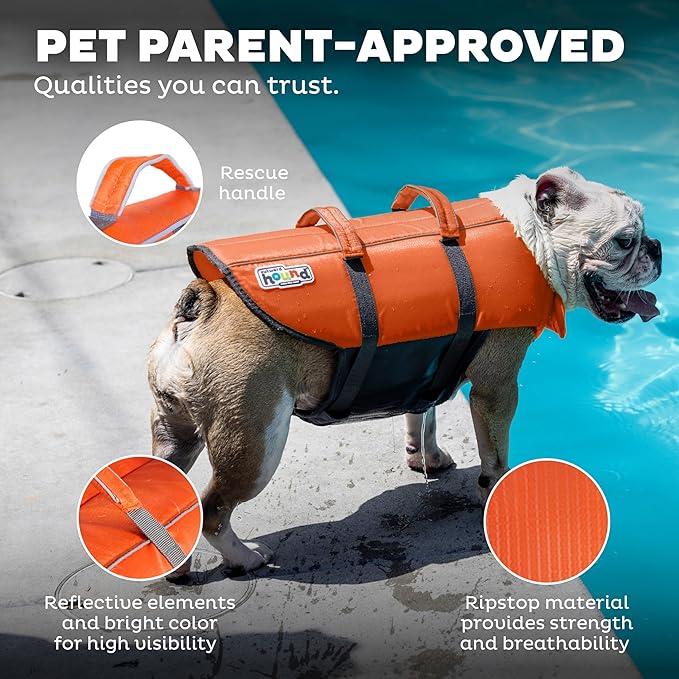 Outward Hound Granby Splash Dog Life Jacket, High-Buoyancy Dog Life Vest for Swimming, Boating, and Water Safety, Small, Camo