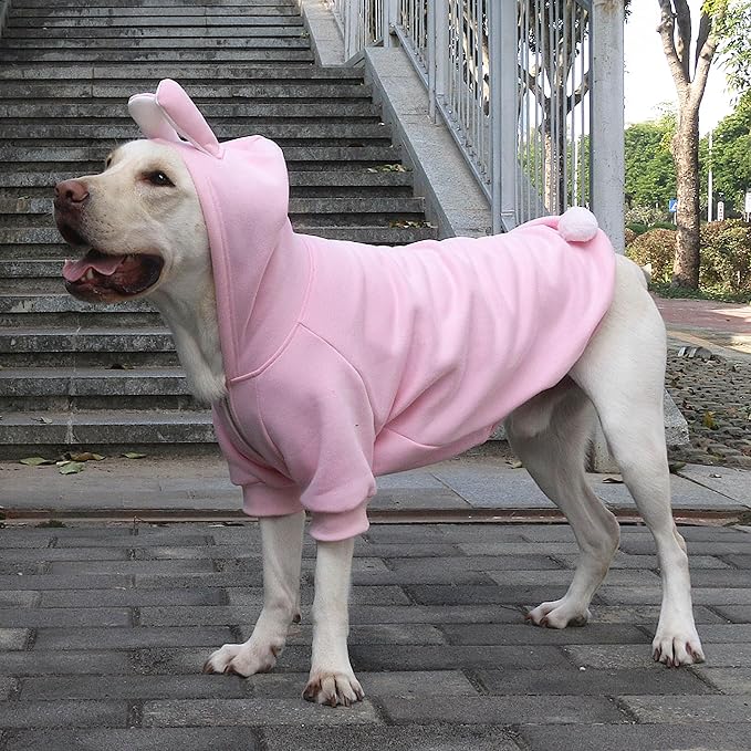 Extra Large Dog Christmas Bunny Costumes Rabbit Hoodies Clothes for Easter Day Halloween Labrador Rottweiler Great Dane, Pink, 7X-Large