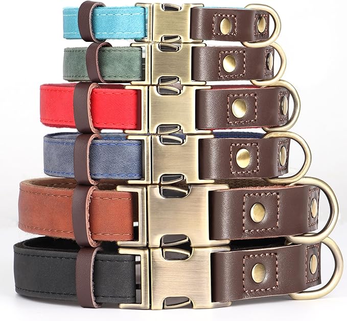 Didog Soft PU Leather Dog Collars for Small Dogs,Classic Adjustable Dog Collars with Quick Release Metal Buckle,Easy Clean and Comfortable with Nylon Lining,Black,S Neck 10-15"