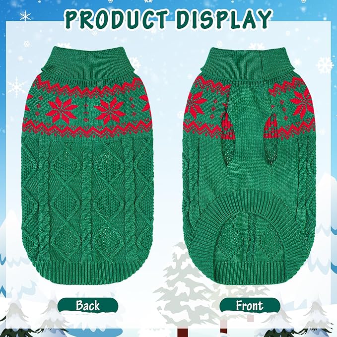 Warm Winter Dog Sweater - Cold Weather Pet Clothes for Small Medium Large Dogs Indoor Outdoor, Soft Classic Knit Puppy Apparel