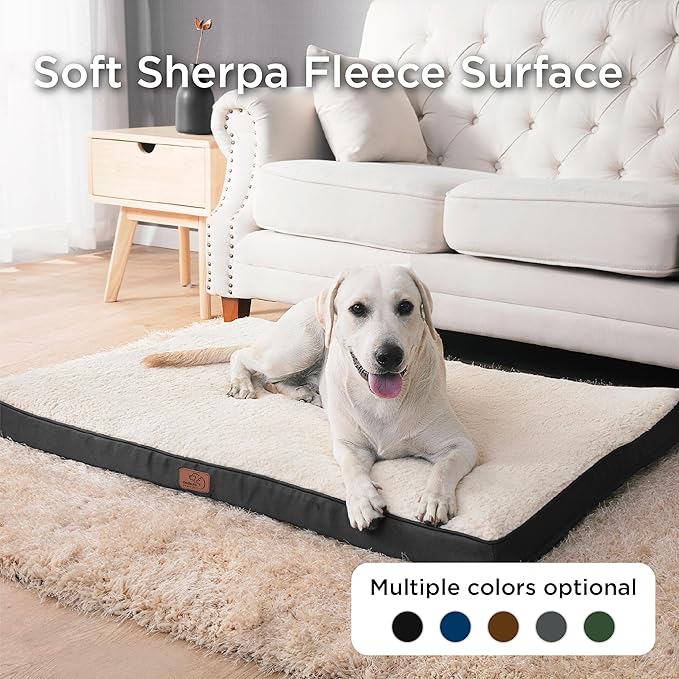 Bedsure Dog Beds Large Sized Dog - Comfy Flat Pet Beds with Removable Washable Cover, Orthopedic Egg Crate Foam Puppy Mat, Suitable for Pet Up to 65 lbs