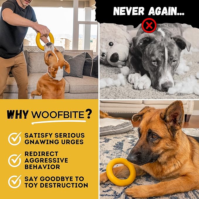 Indestructible Dog Chew Toy - Lifetime Replacement - Durable Toy for Aggressive Chewers - Safe Non-Toxic Natural Rubber - Chew, Tug & Fetch - Tough, Heavy Duty - Med/Large Breed, 6.5”x1.25”