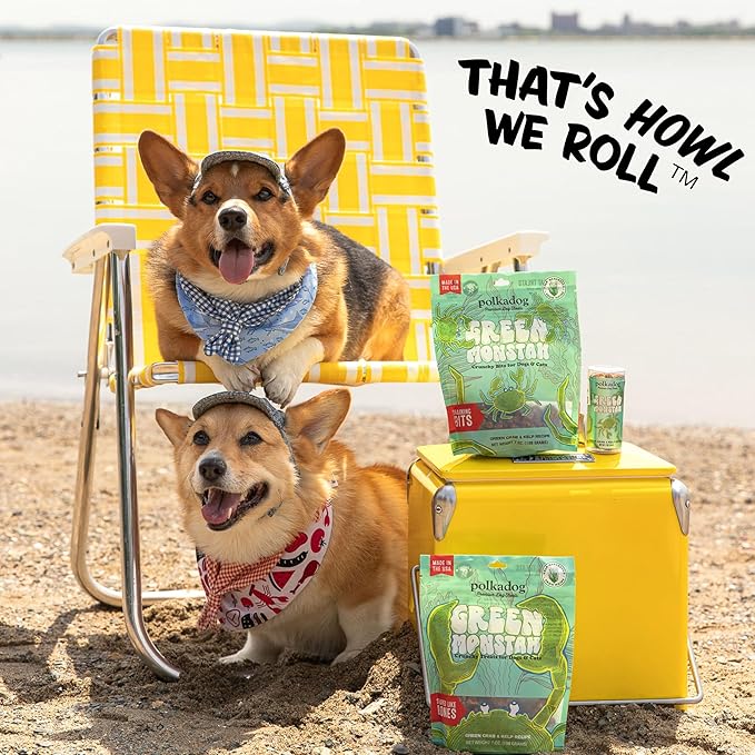 Polkadog Green Crab & Kelp Crunchy Training Bits – All Natural, Limited Ingredient Healthy Training Treats for Dogs. Handcrafted & Made in USA. High in Omega-3 – 7oz